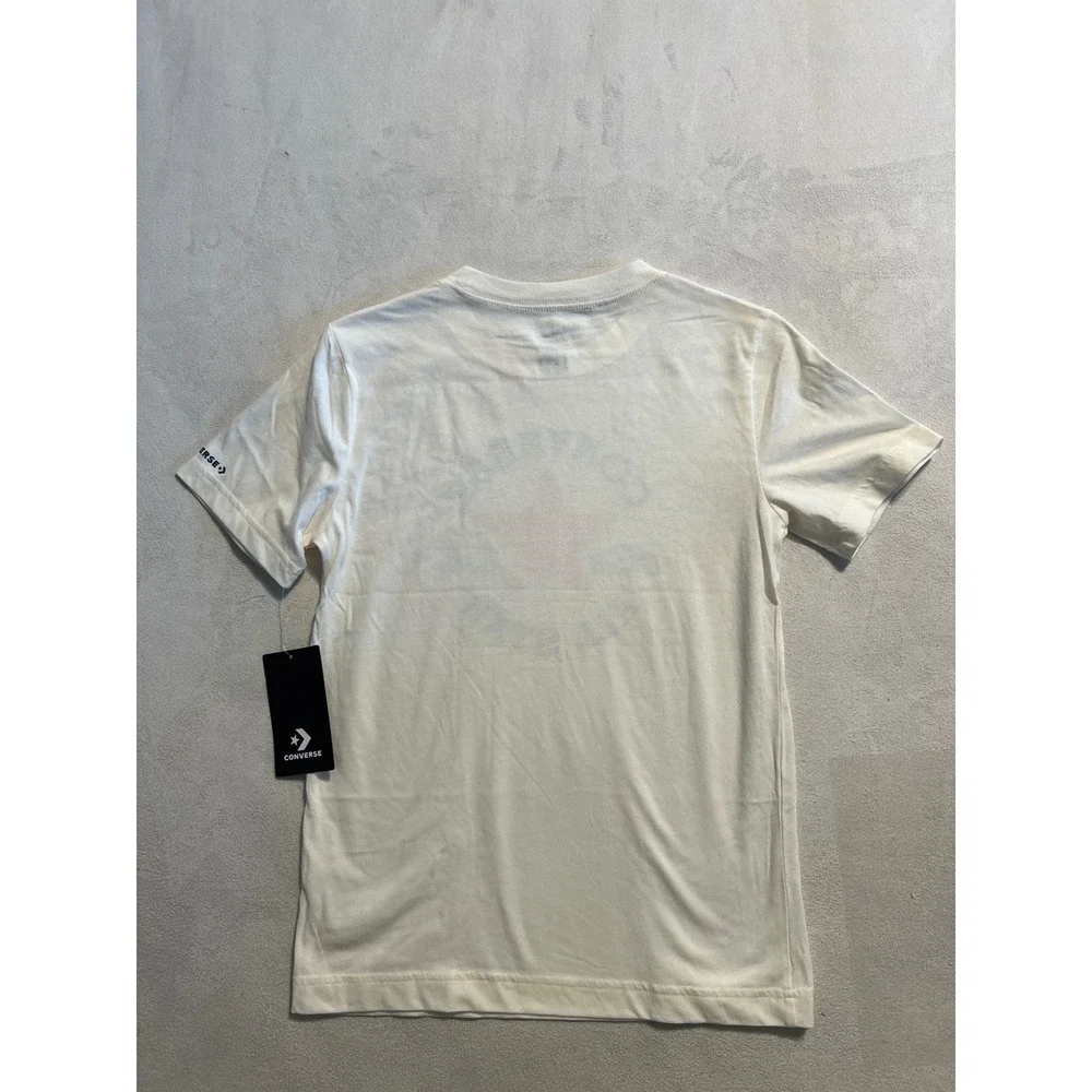 Converse Chuck Taylor All Star Kids Boys Cream Graphic T-Shirt Size M 10-12 YRS